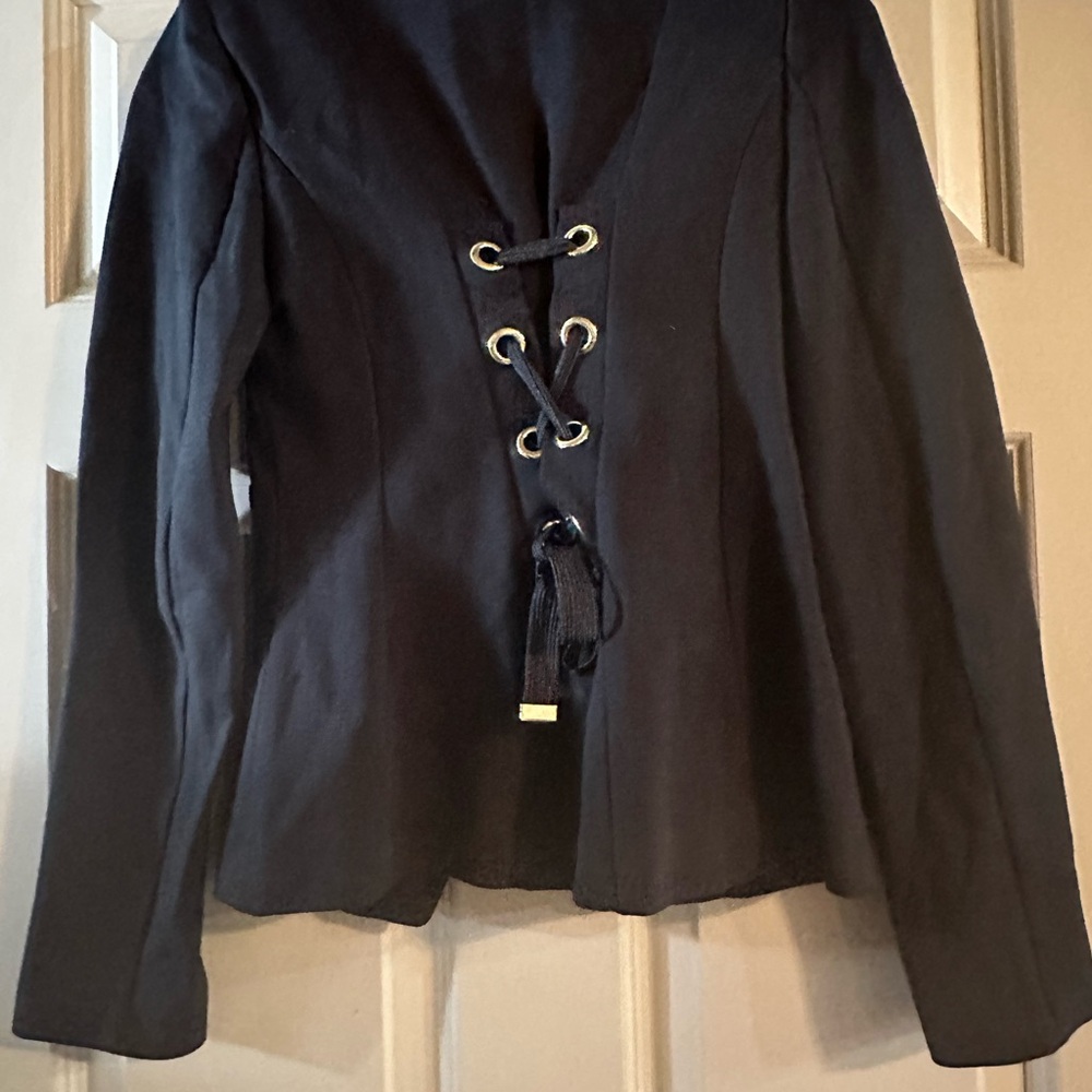 Elegant Black Lace-Up Women's Jacket